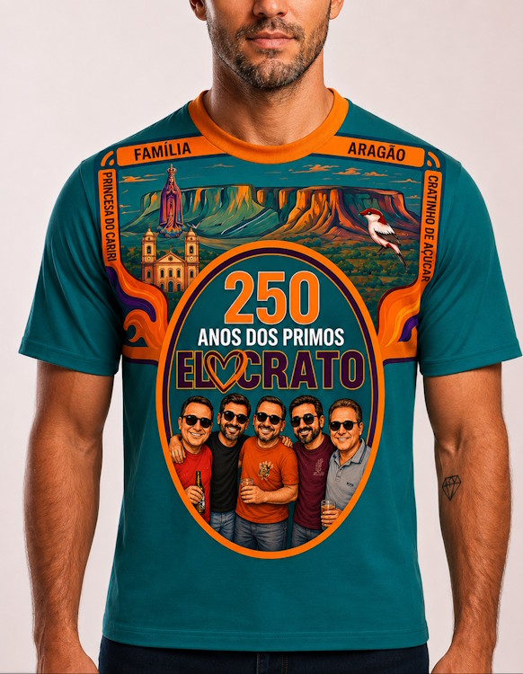 Camisa Oficial dos 250 Anos dos Primos — Modelo Azul Esverdeado